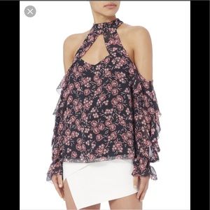 Intermix cut out front ruffle top Size 0 NWTS